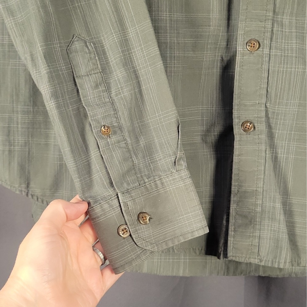Haggar Men's LT Plaid Gray Woven Cotton/Poly Button-Down Shirt Pockets - Picture 4 of 13